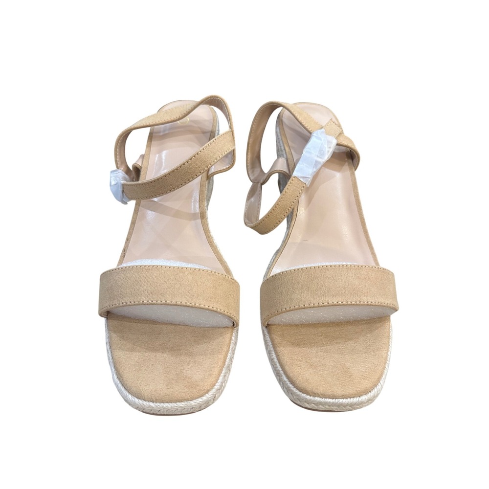 MYSOFT Womens Tan‎ Suede Espadrille Wedge Sandals Size 11